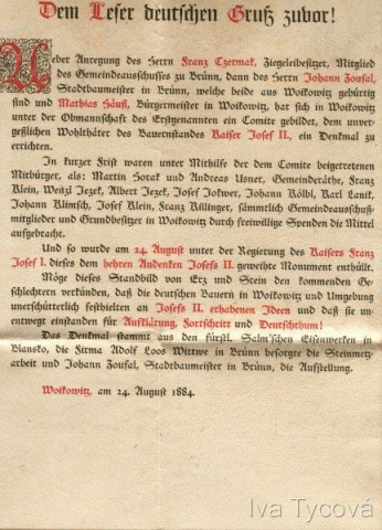 Pamětní list Josef II